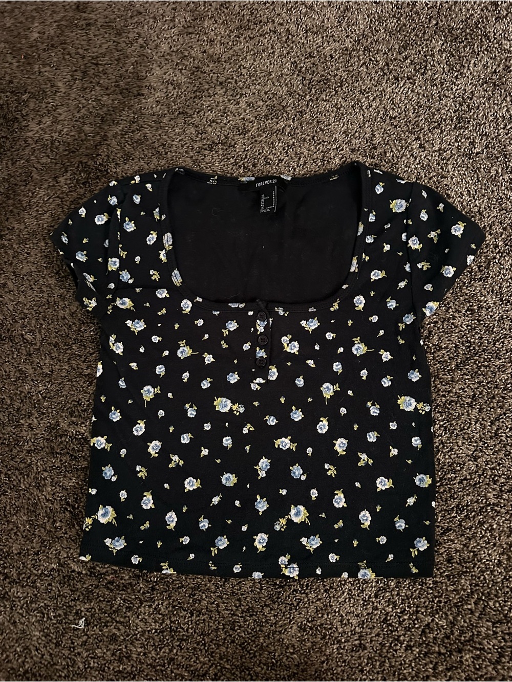 Forever 21 Floral Cropped Tee Size Small 0516